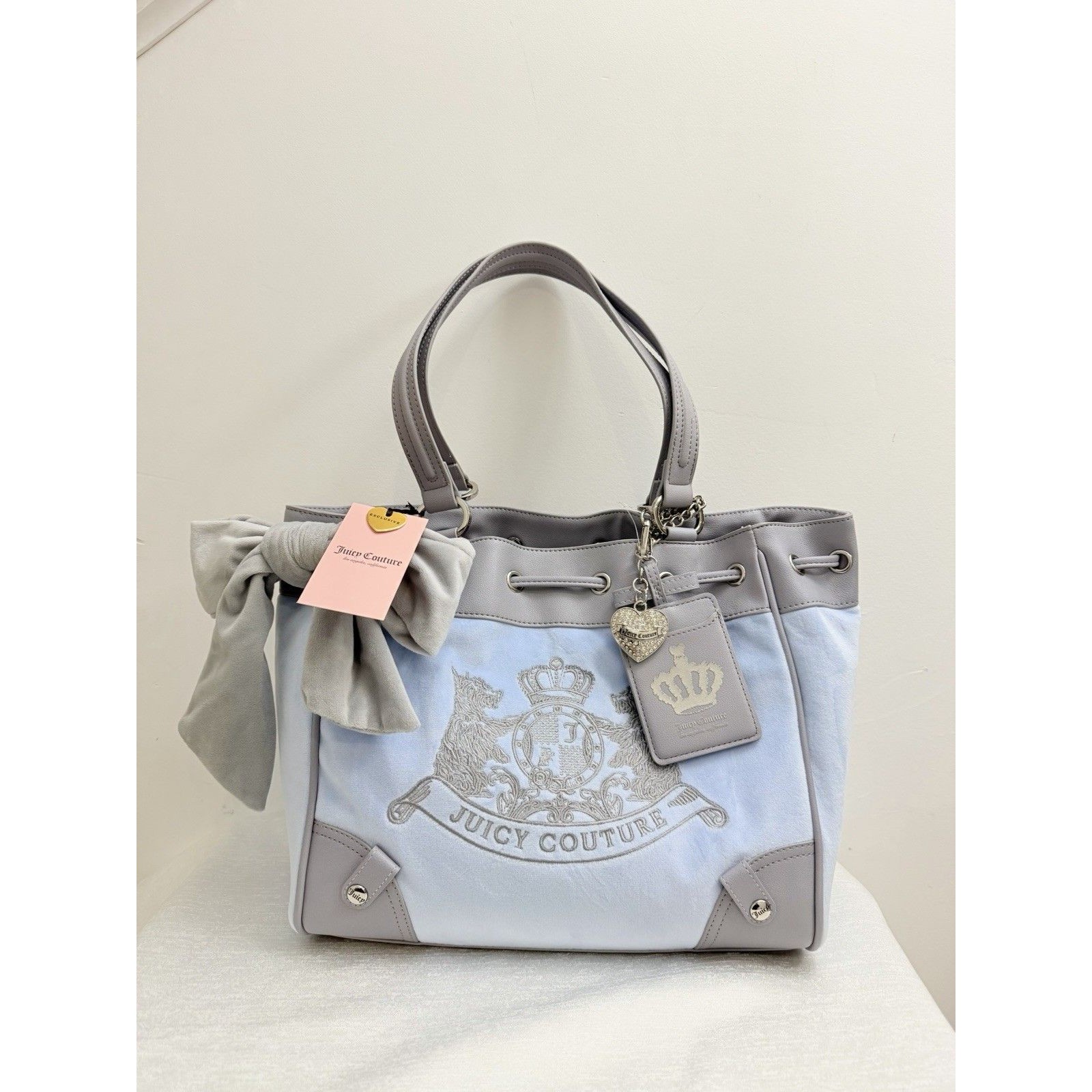 Juicy Couture Classic Scottie Dogs Daydreamer Tote Blue Star Nwt